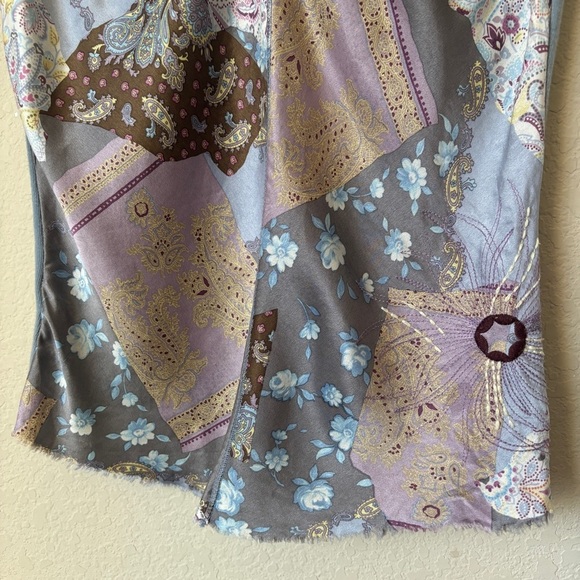 Y2K Silk Patchwork Print V-Neck Cowgirl Western Tank Top 90s Language Brand - Picture 6 of 9